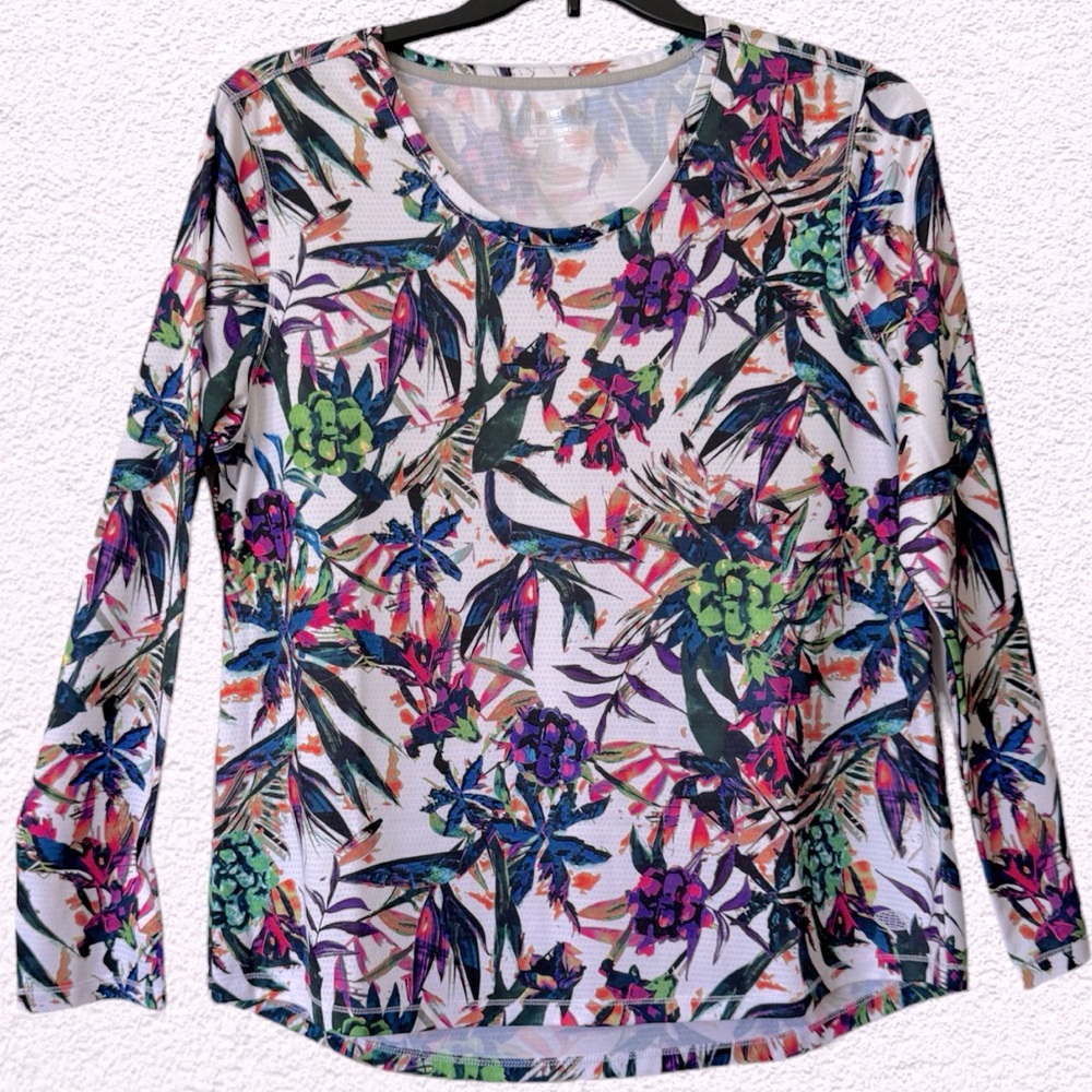REEL LEGENDS QUICK DRY, SUN PROTECTION, LONG SLEEVE TOP. FREELINE TROPICAL PRINT